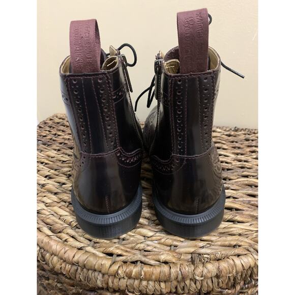 DR. MARTENS Delphine 8-Eye Brogue Boot Oxblood Maroon 10 new without box - Picture 7 of 13